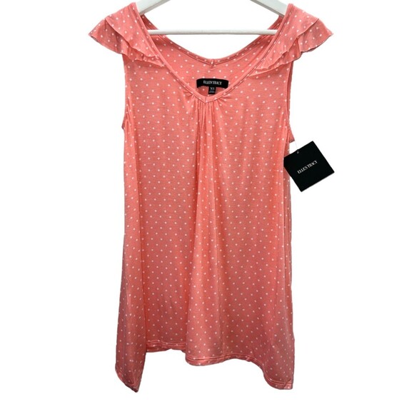 Ellen Tracy Tops - Ellen Tracy Sleeveless Lounge Shirt V-Neck Coral Polka Dot Women's X-Small